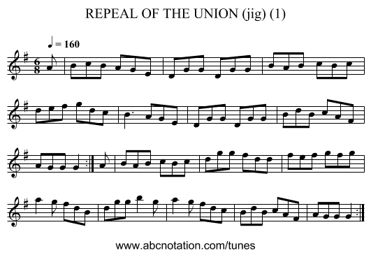 REPEAL OF THE UNION (jig) (1) - staff notation