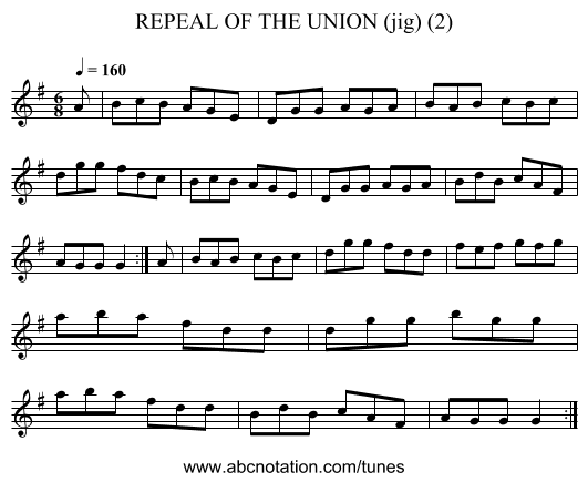 REPEAL OF THE UNION (jig) (2) - staff notation