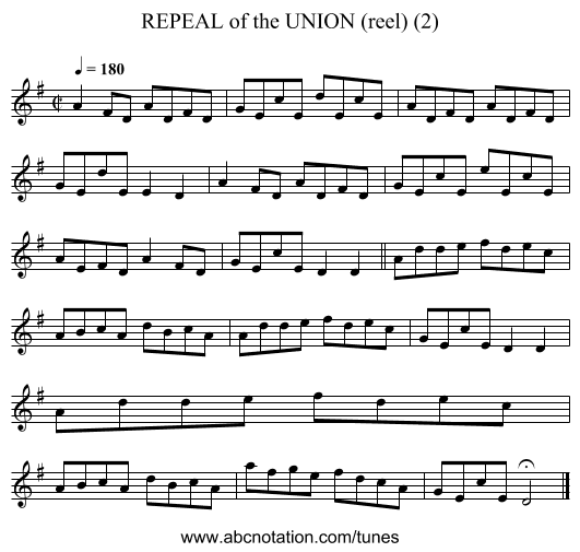 REPEAL of the UNION (reel) (2) - staff notation