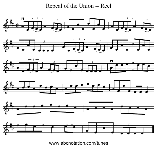 Repeal of the Union -- Reel - staff notation