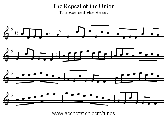 Repeal of the Union, The - staff notation
