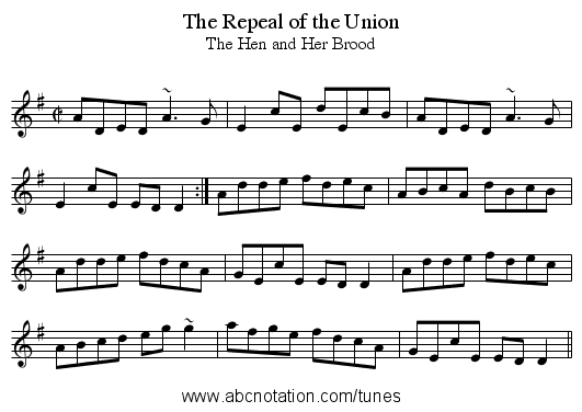 Repeal of the Union, The - staff notation