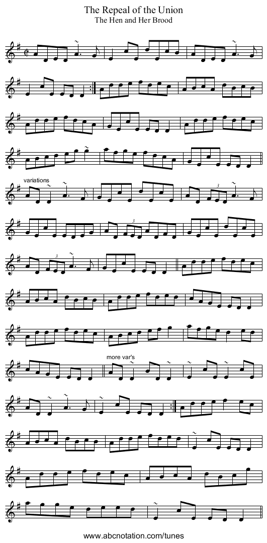 Repeal of the Union, The - staff notation