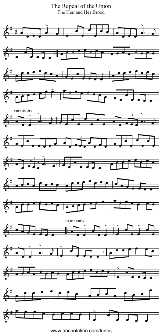 Repeal of the Union, The - staff notation