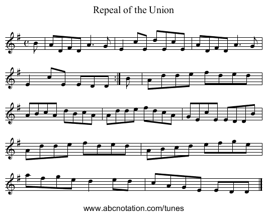 Repeal of the Union - staff notation