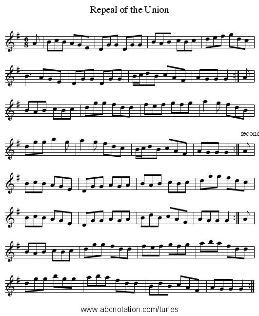 Repeal of the Union - staff notation