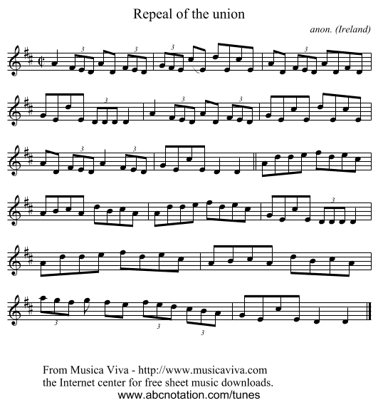 Repeal of the union - staff notation