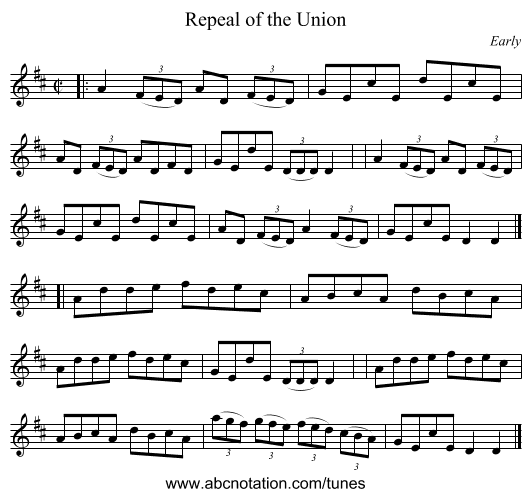 Repeal of the Union - staff notation