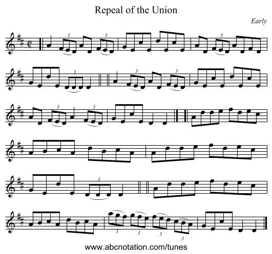Repeal of the Union - staff notation