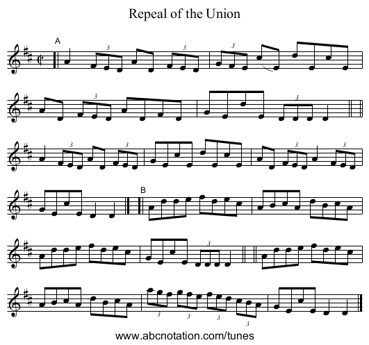 Repeal of the Union - staff notation