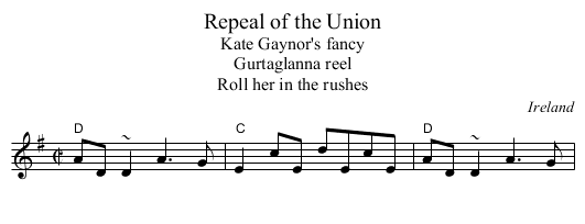 Repeal of the Union - staff notation