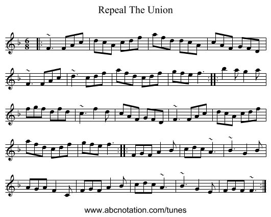 Repeal The Union - staff notation