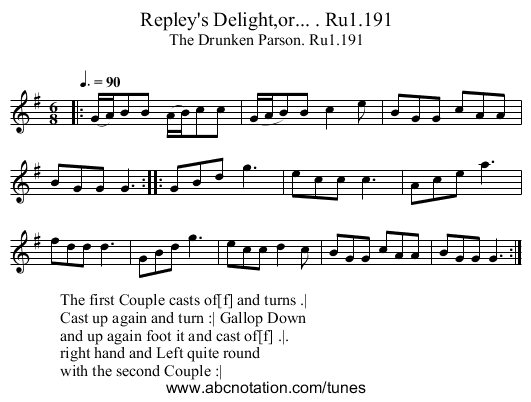 Repley's Delight,or... . Ru1.191 - staff notation