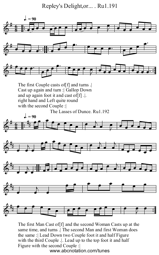 Repley's Delight,or... . Ru1.191 - staff notation
