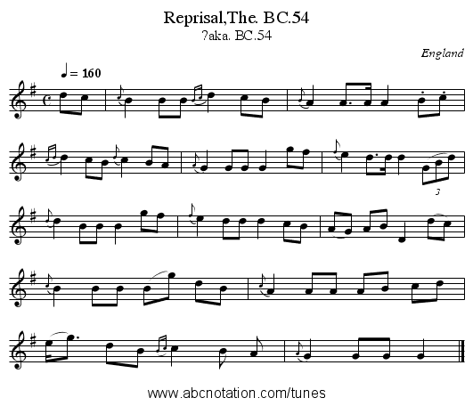 Reprisal,The. BC.54 - staff notation
