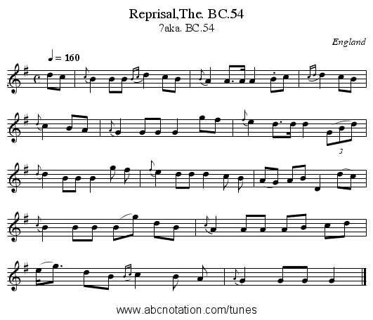 Reprisal,The. BC.54 - staff notation