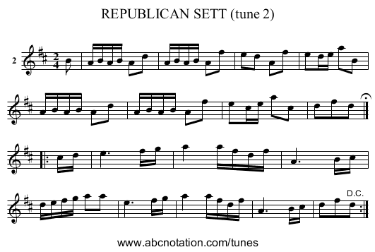 REPUBLICAN SETT (tune 2) - staff notation