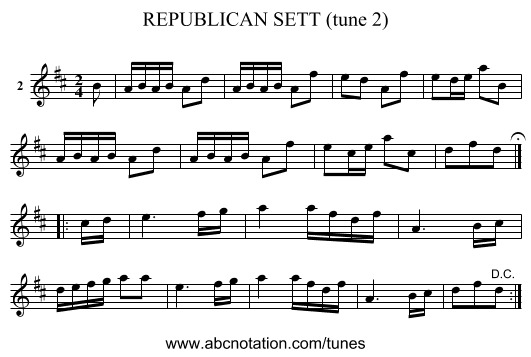 REPUBLICAN SETT (tune 2) - staff notation