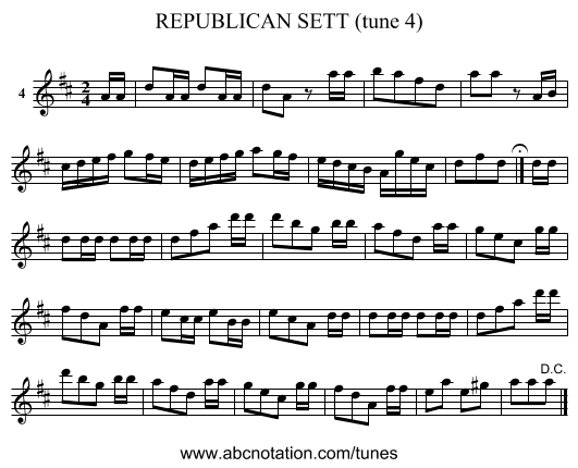REPUBLICAN SETT (tune 4) - staff notation