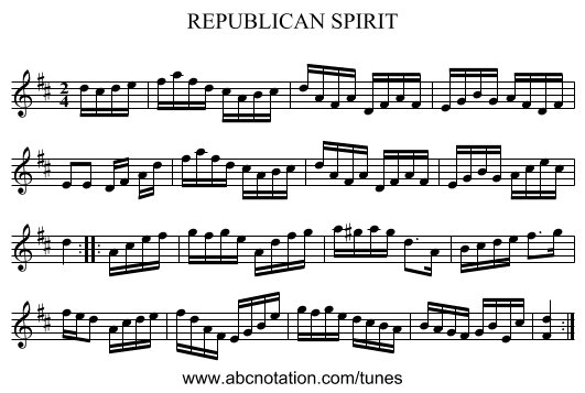 REPUBLICAN SPIRIT - staff notation