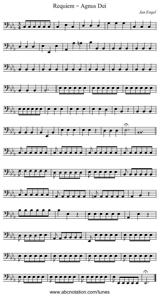 Requiem – Agnus Dei - staff notation