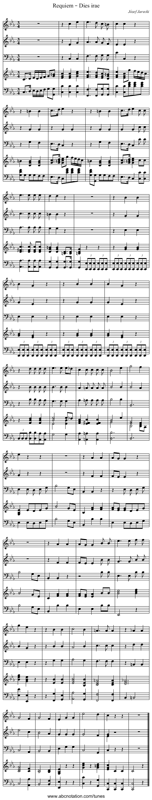 Requiem – Dies irae - staff notation