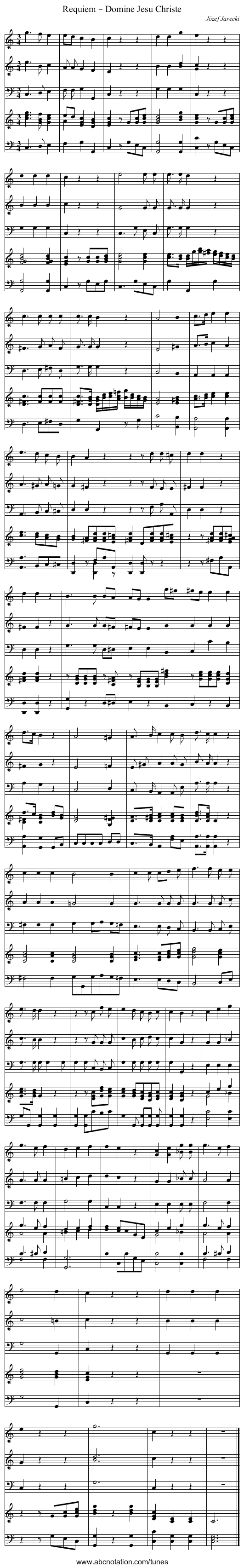 Requiem – Domine Jesu Christe - staff notation