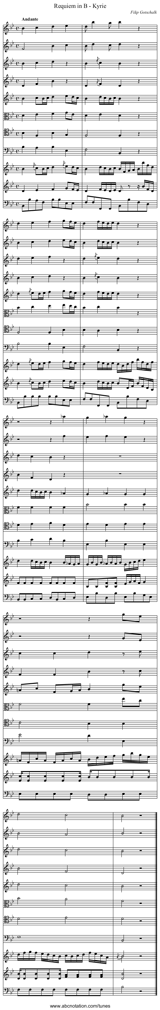Requiem in B - Kyrie - staff notation