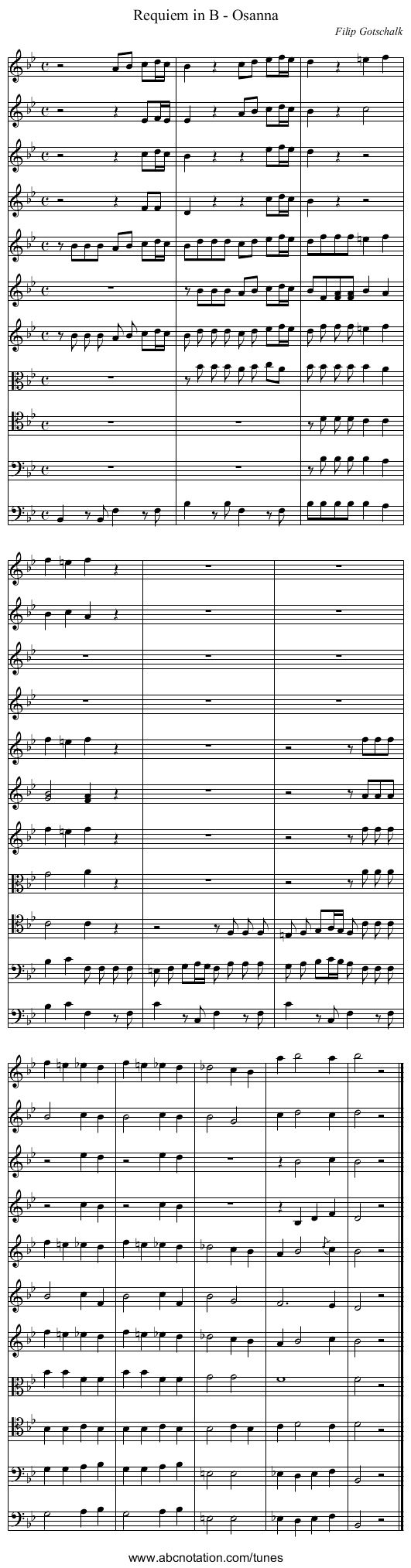 Requiem in B - Osanna - staff notation