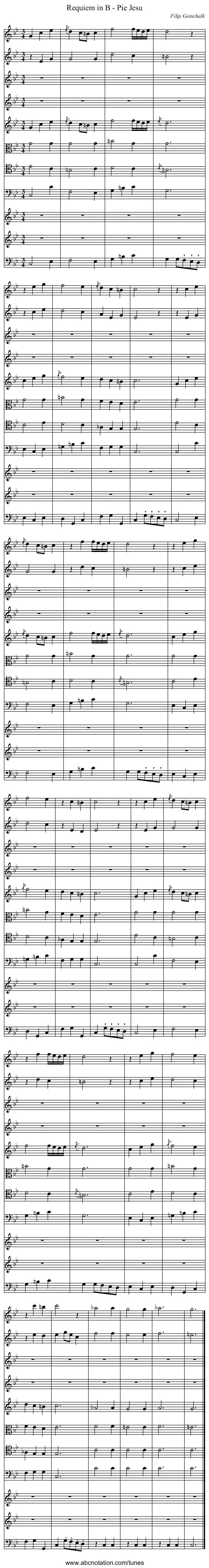 Requiem in B - Pie Jesu - staff notation