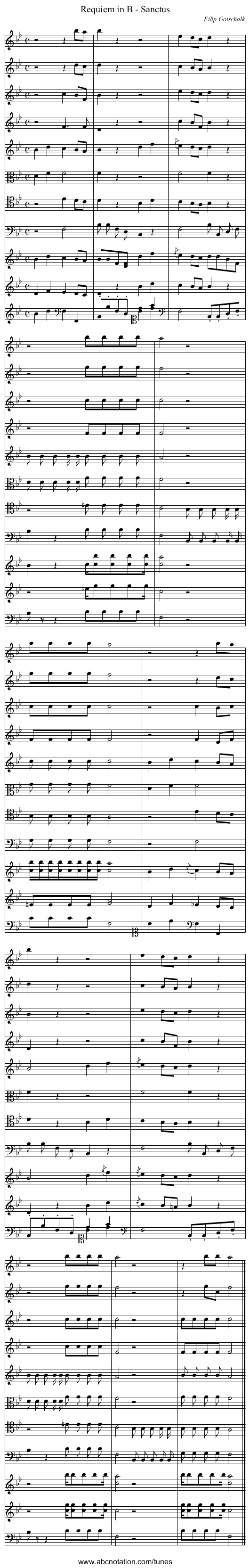 Requiem in B - Sanctus - staff notation