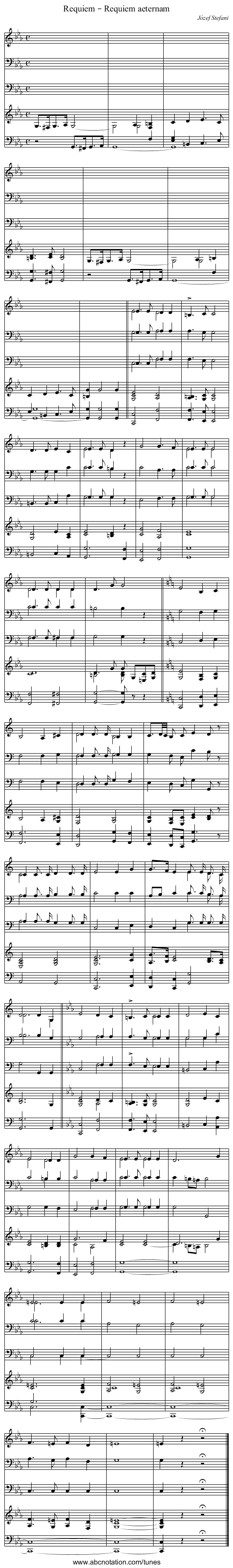 Requiem – Requiem aeternam - staff notation
