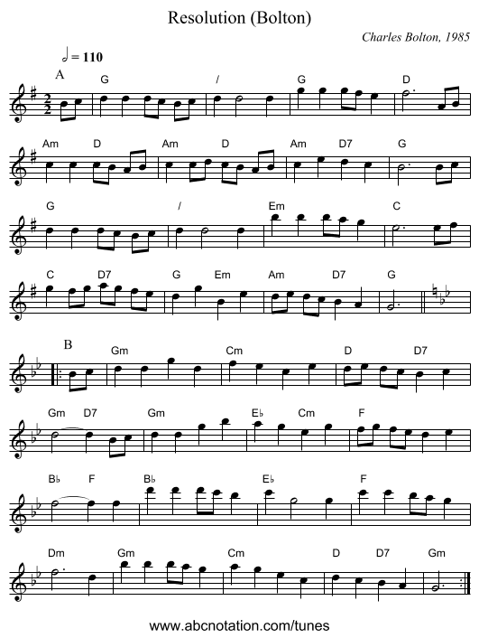 Resolution (Bolton) - staff notation