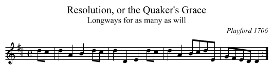 Resolution, or the Quaker's Grace - staff notation