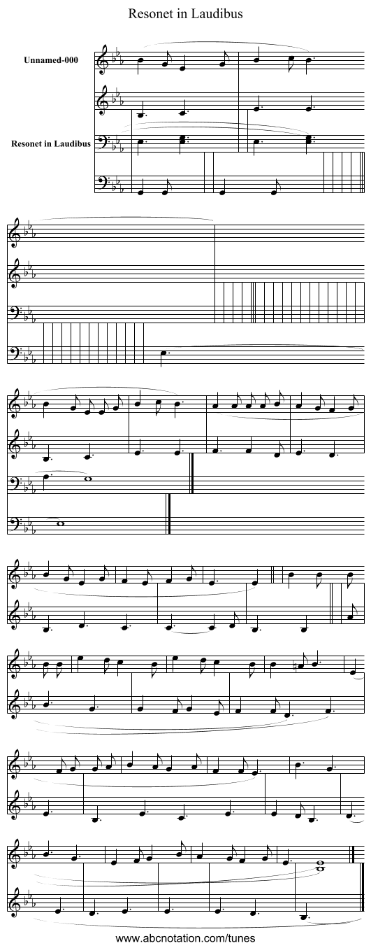 Resonet in Laudibus - staff notation