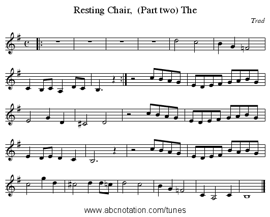 Resting Chair,  (Part two) The - staff notation