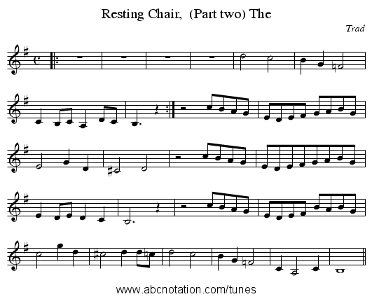 Resting Chair,  (Part two) The - staff notation