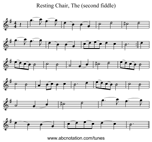 Resting Chair, The (second fiddle) - staff notation