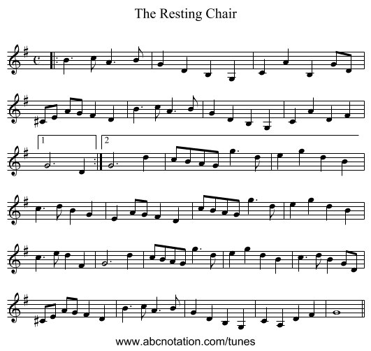 Resting Chair, The - staff notation