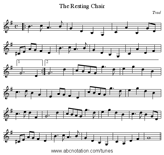 Resting Chair, The - staff notation
