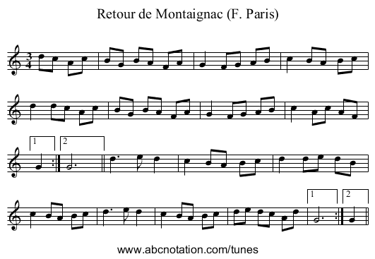 Retour de Montaignac (F. Paris) - staff notation