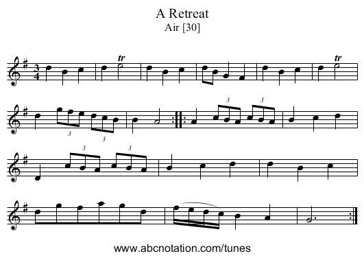 Retreat, A - staff notation
