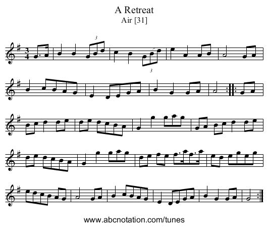 Retreat, A - staff notation