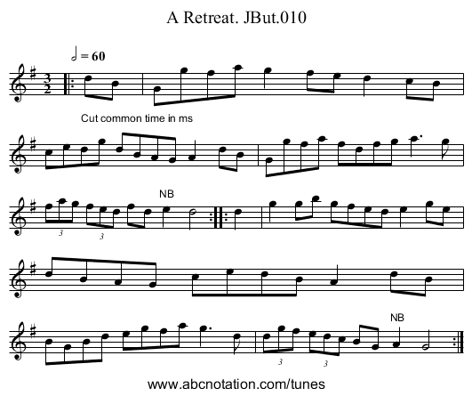 Retreat. JBut.010, A - staff notation