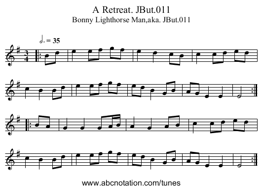 Retreat. JBut.011, A - staff notation
