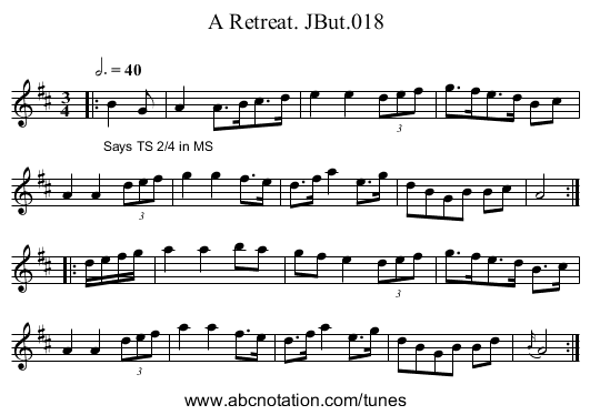 Retreat. JBut.018, A - staff notation