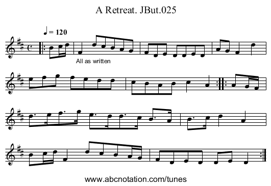 Retreat. JBut.025, A - staff notation