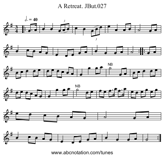 Retreat. JBut.027, A - staff notation