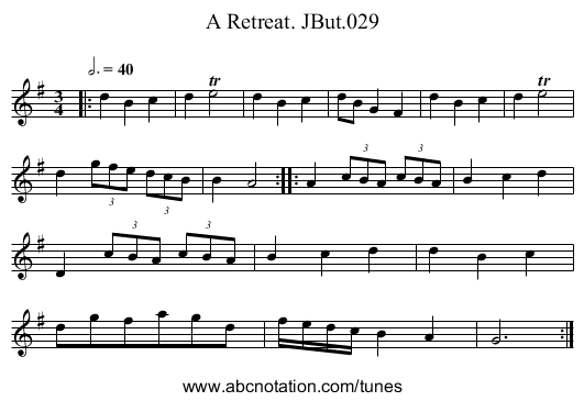 Retreat. JBut.029, A - staff notation