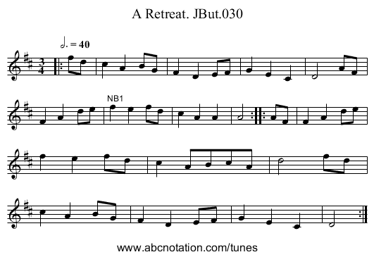 Retreat. JBut.030, A - staff notation